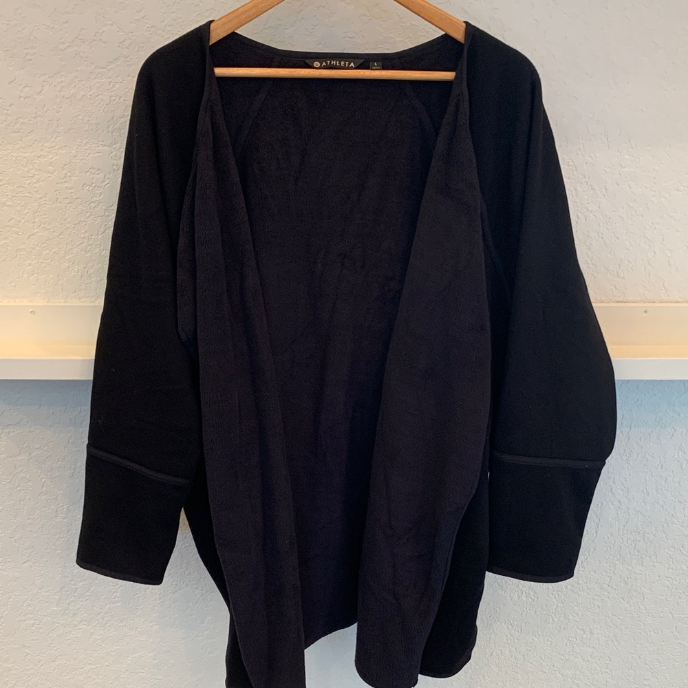Athleta L Black Women's Sweater wrap, super soft ,very good condition